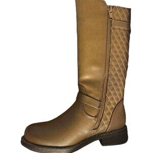 I.D Required Womens Riding Boots Size 12M Brown Leather Quilted Knee High